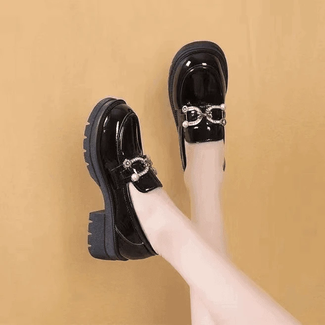 时尚大气玛丽珍女鞋2024新款春秋季乐福鞋英伦风单鞋子百搭黑色ZZ