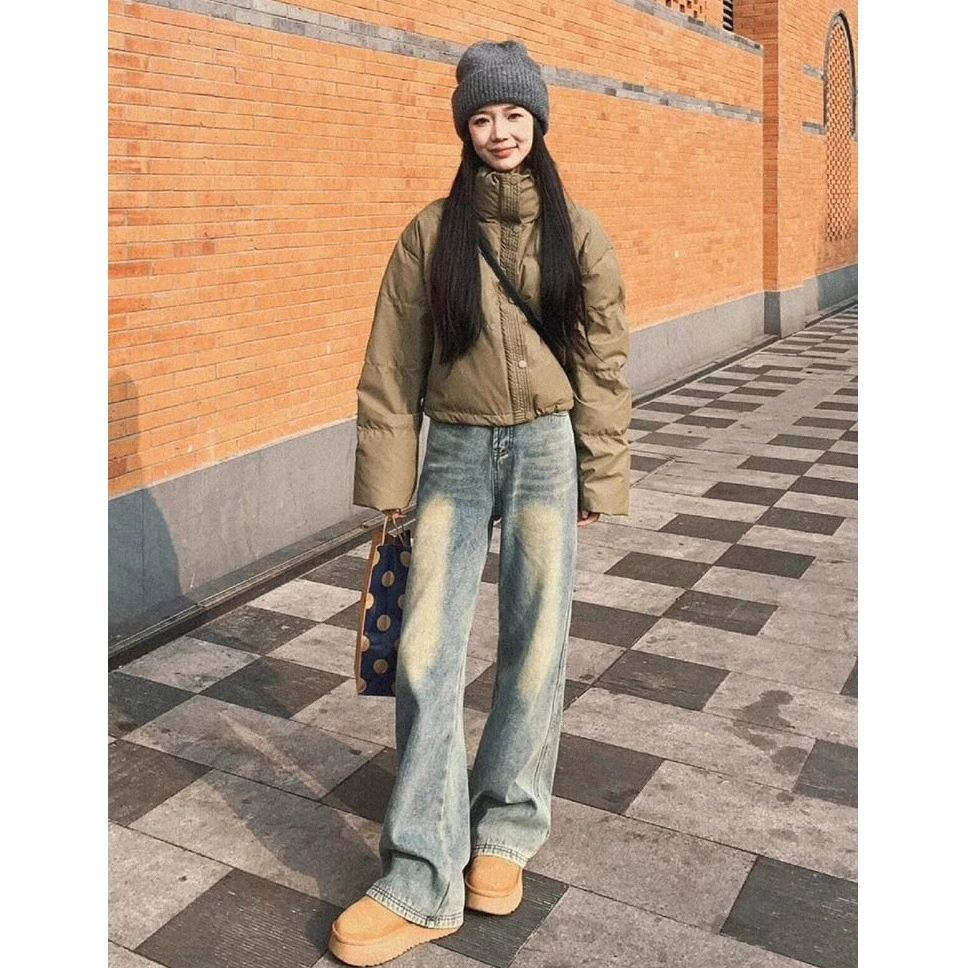 高个子加长美式复古直筒牛仔裤女春秋高腰宽松显瘦拖地阔腿裤子潮