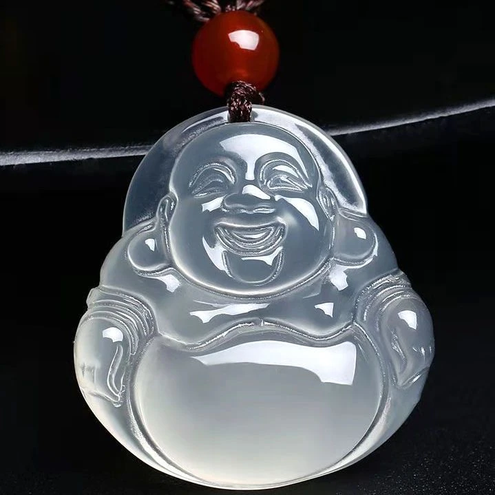 天然冰透玉髓佛公吊坠玉石毛衣链挂件大肚佛玉坠玉吊坠玛瑙大肚