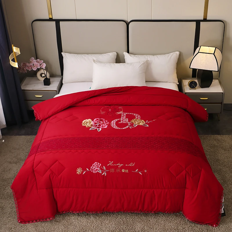 致馨雅韵阁新款结婚加厚婚庆绣花大红色喜庆喜被婚被家居双人被