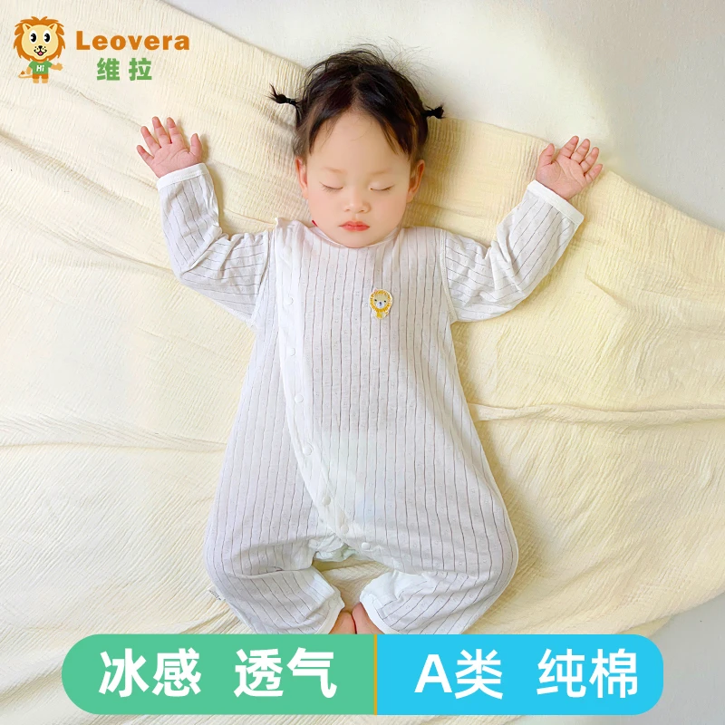 新生婴儿连体衣服纯棉夏季哈衣0-2岁男女宝宝轻薄爬服空调服夏天