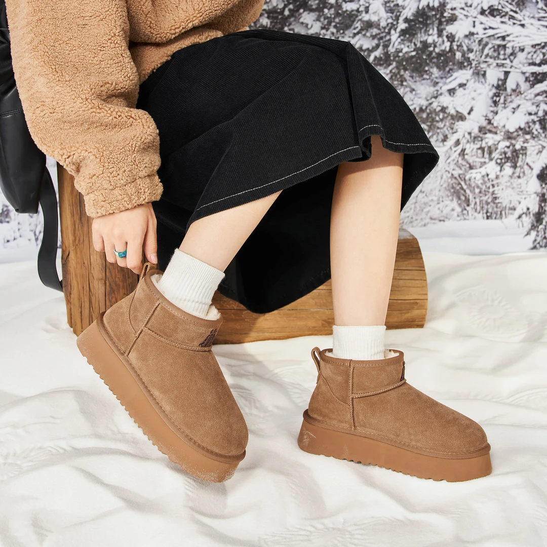 玛速主义2025年冬保暖加绒厚底雪地靴女冬季百搭短靴休闲平底棉鞋