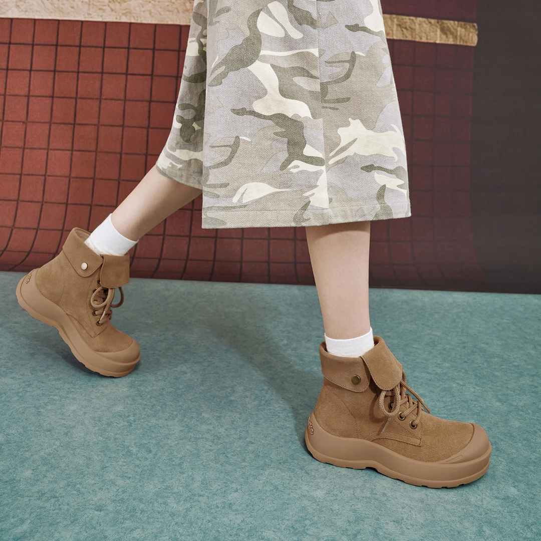 玛速主义2025年春季新款大头丑萌大黄靴厚底百搭马丁靴休闲短靴女