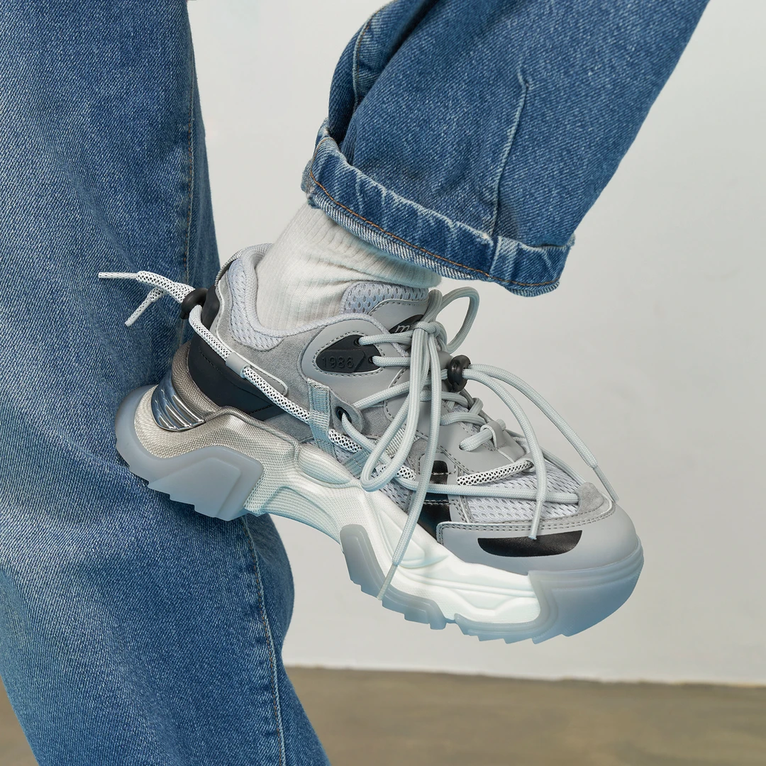 玛速主义 2025秋款厚底老爹鞋女秋ins潮跑步鞋休闲百搭透气运动鞋