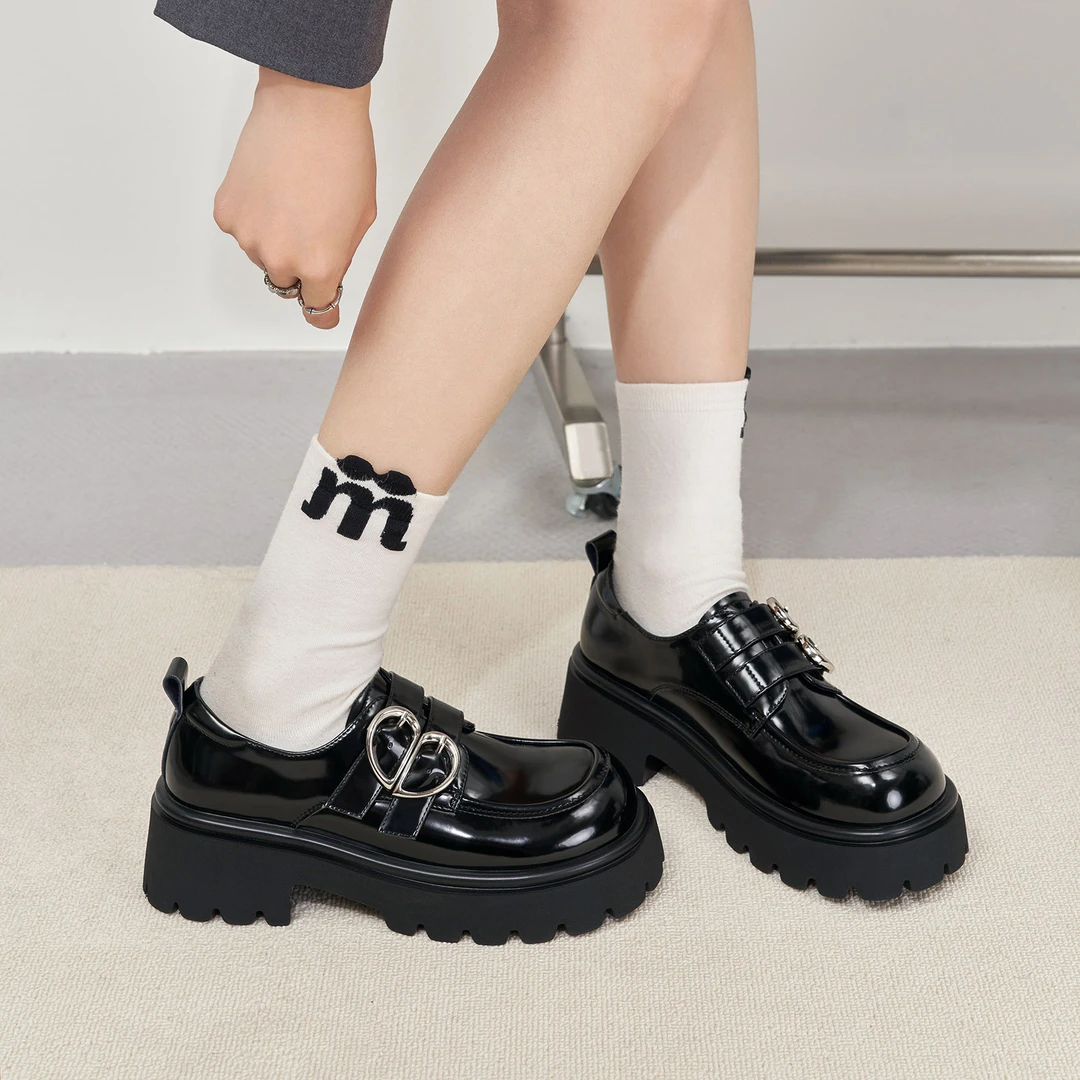 玛速主义2025年冬季新款英伦风黑色乐福鞋厚底百搭小皮鞋增高单鞋