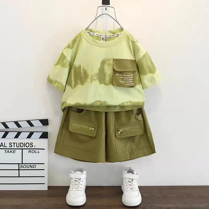 男童夏装套装24新款夏款短袖儿童夏天衣服男孩夏季洋气痞帅男童装