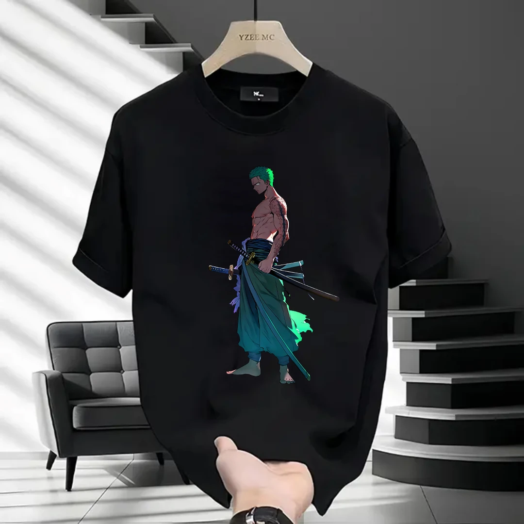 2024夏季新款短袖男士T恤宽松百搭个性动漫潮酷印花圆领爆款上衣