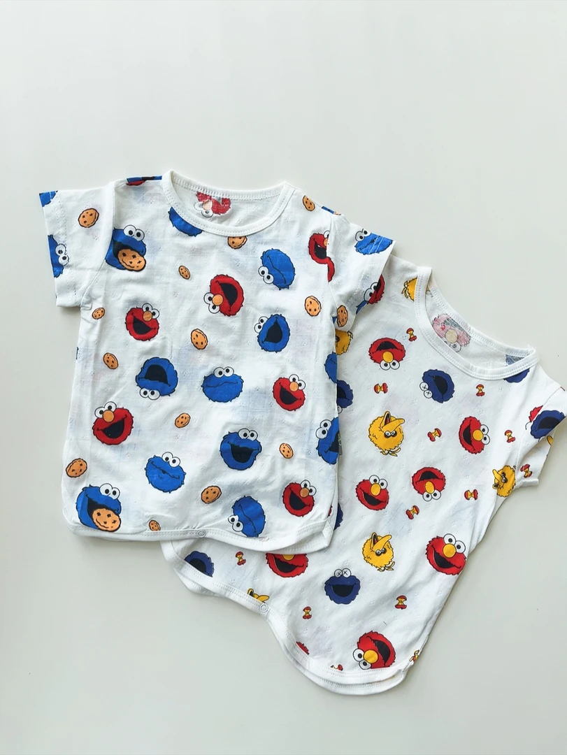 婴儿包屁衣儿童睡衣透气棉宝宝家居服连体衣半袖夏款印花卡通幼儿