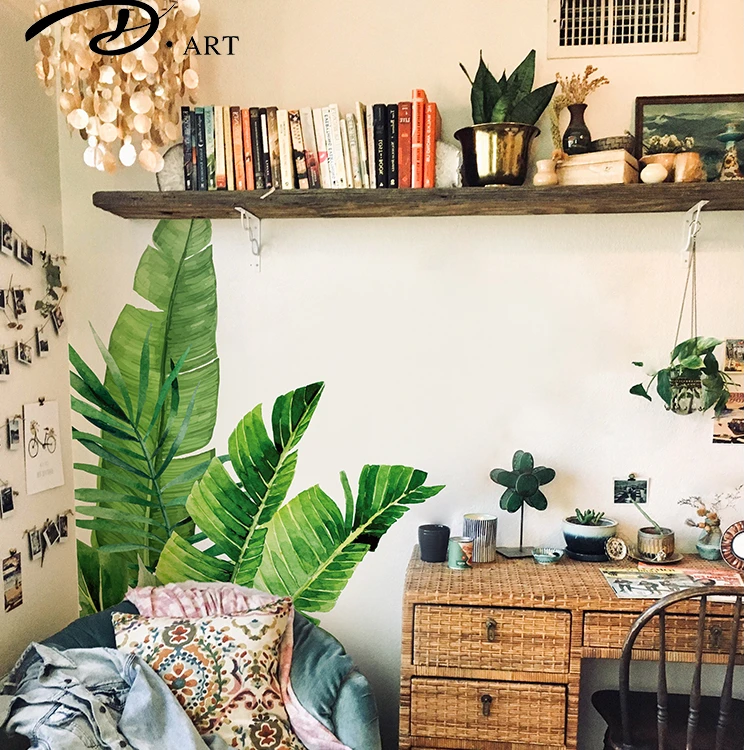 大罗墙纸芭蕉叶创意绿植墙贴客厅背景墙防水墙贴纸自粘墙面最新款