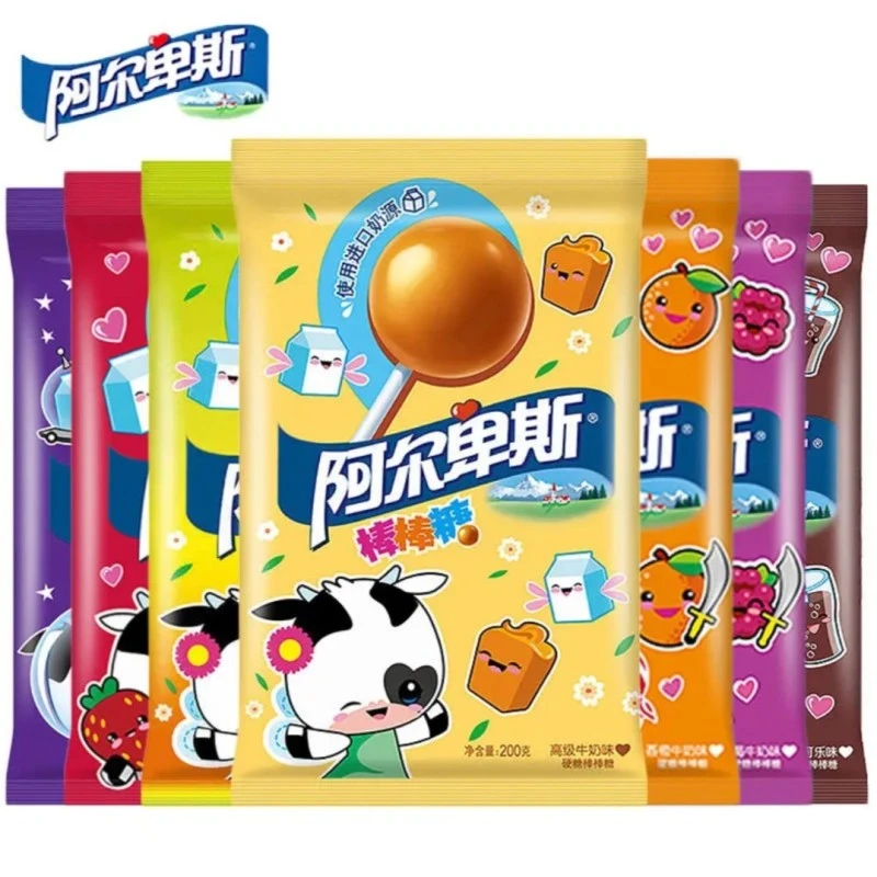 阿尔卑棒棒糖牛奶糖多种口味奶味热带水果糖果棒棒糖儿童休闲糖果