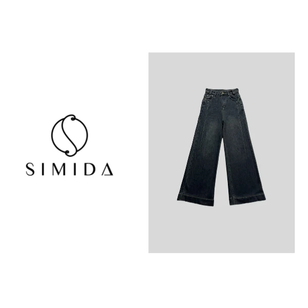 SIMIDA诗觅 【神裤】版型超绝~设计款微喇九分薄绒牛仔裤