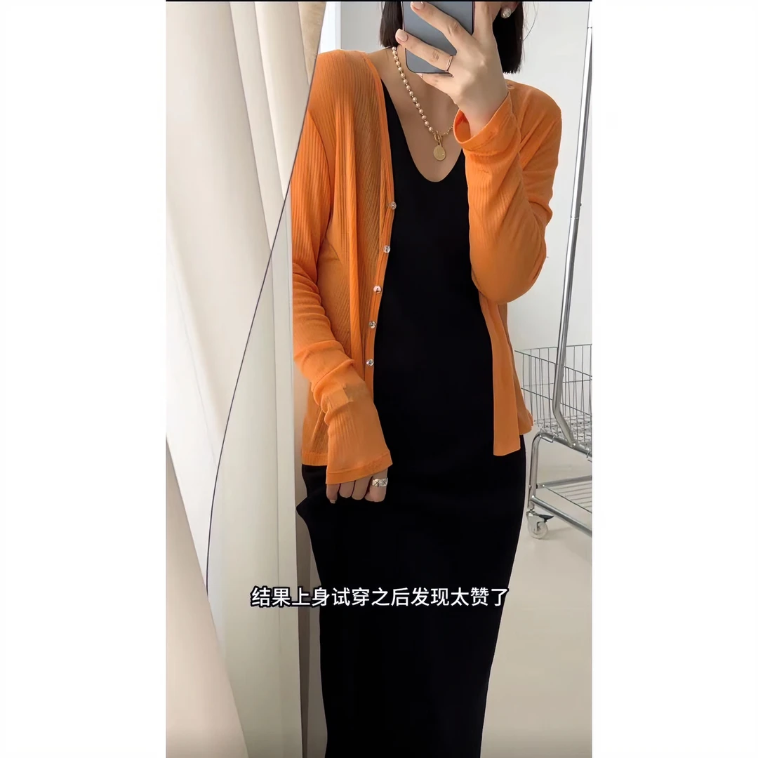 质感超好~爽滑舒适薄款防晒开衫 V领上衣 Q815款