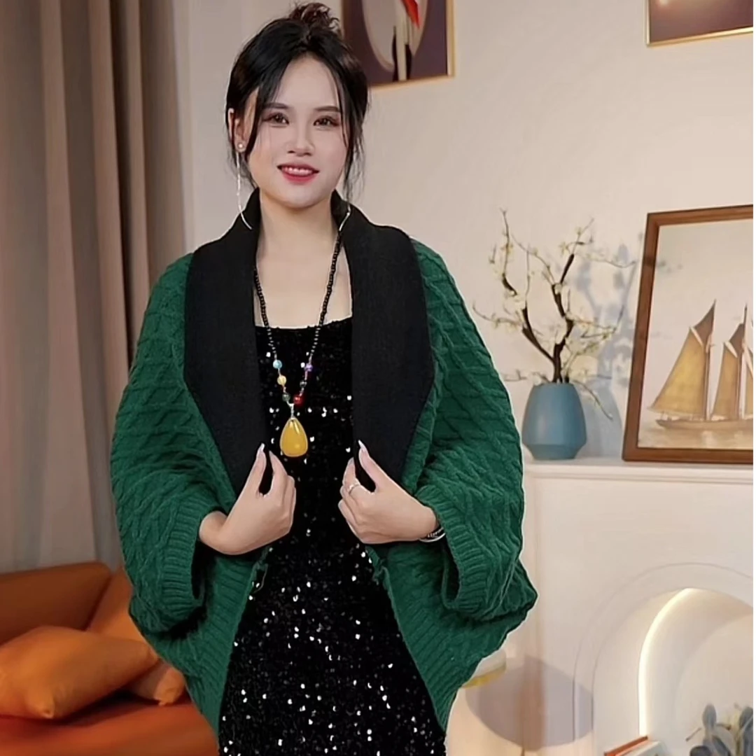 2023秋冬新款气质披肩针织时尚百搭休闲宽松针织外搭高档网红洋气