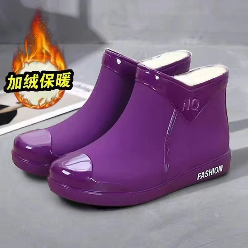 雨靴女短筒工作胶鞋四季通用保暖时尚雨鞋女士防滑外穿百搭防水鞋