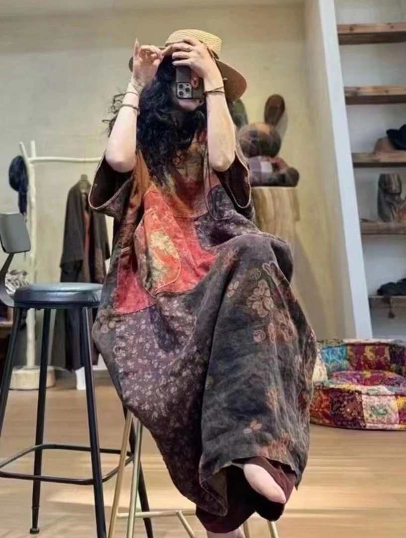 静一分享 忆古 #240410 百家布 拼布连衣裙