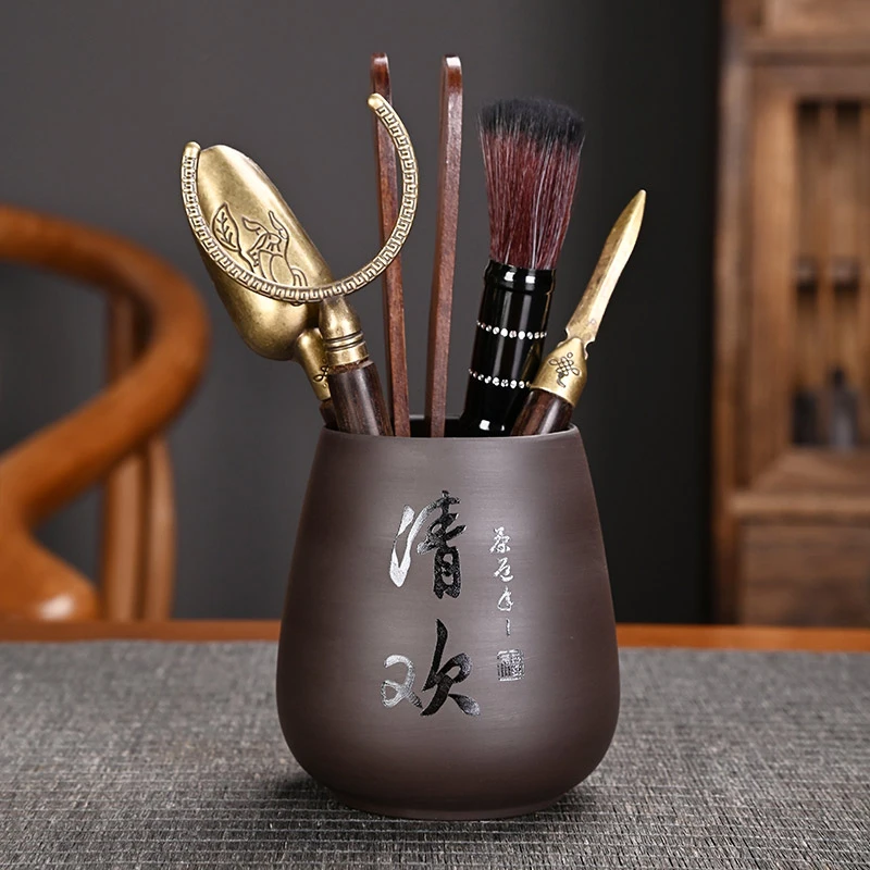 清欢茶道六君子套装家用紫砂笔筒茶艺中式功夫茶具配件大全