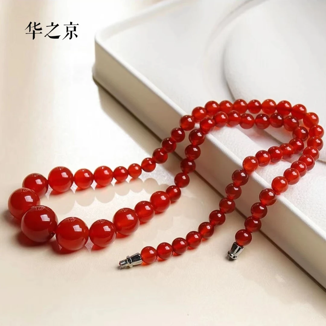 【华之京】塔珠红玛瑙项链 中国红气质女款玉项链 新年出圈礼物