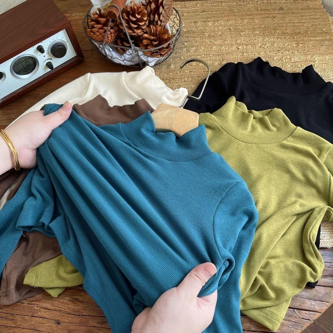 秋冬新款打底衫韩国男女童长袖打底衫宝宝半高领内搭保暖上衣潮绒