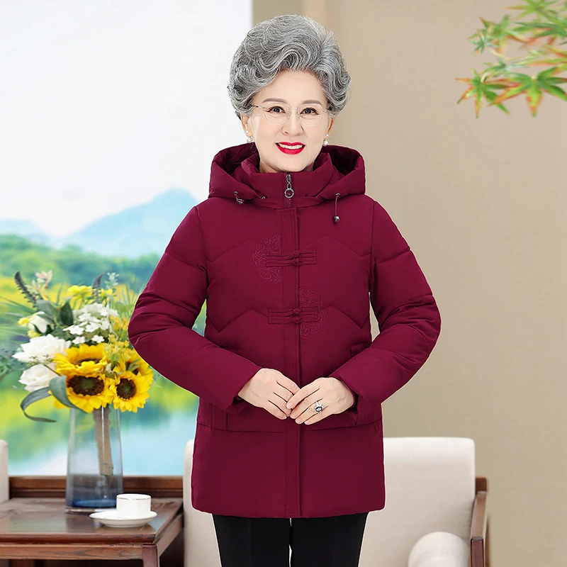 中老年棉服女短款妈妈冬装加厚款大码60岁70老人衣服奶奶太太外套