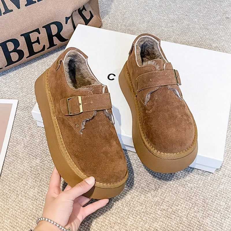 毛毛鞋棉鞋女款冬季2024年新款百搭厚底雪地靴加绒勃肯鞋豆豆鞋