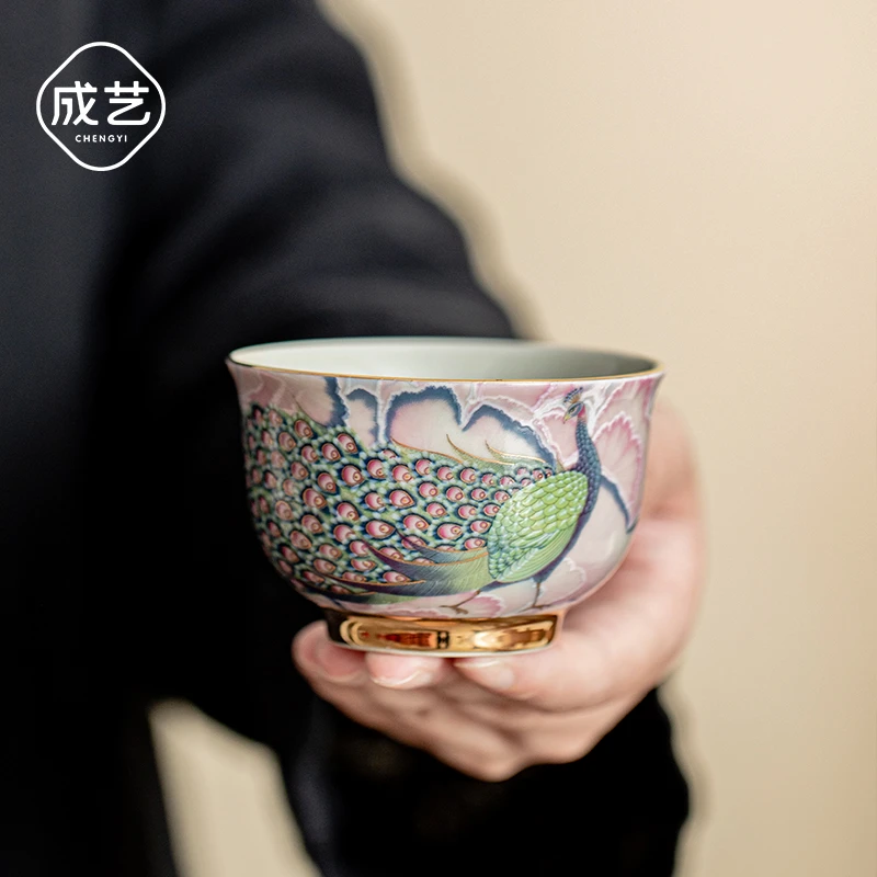 孔雀主人杯高档个人专用侘寂风网红高级茶具茶杯家用泡茶个人杯