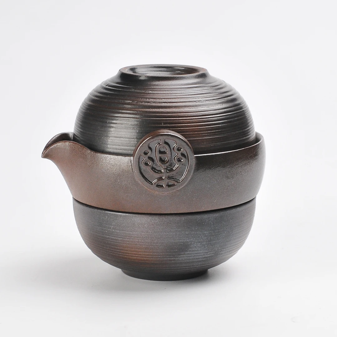 成艺炭陶陶言快客杯旅行一壶杯茶具户外便携快客杯功夫茶具车载