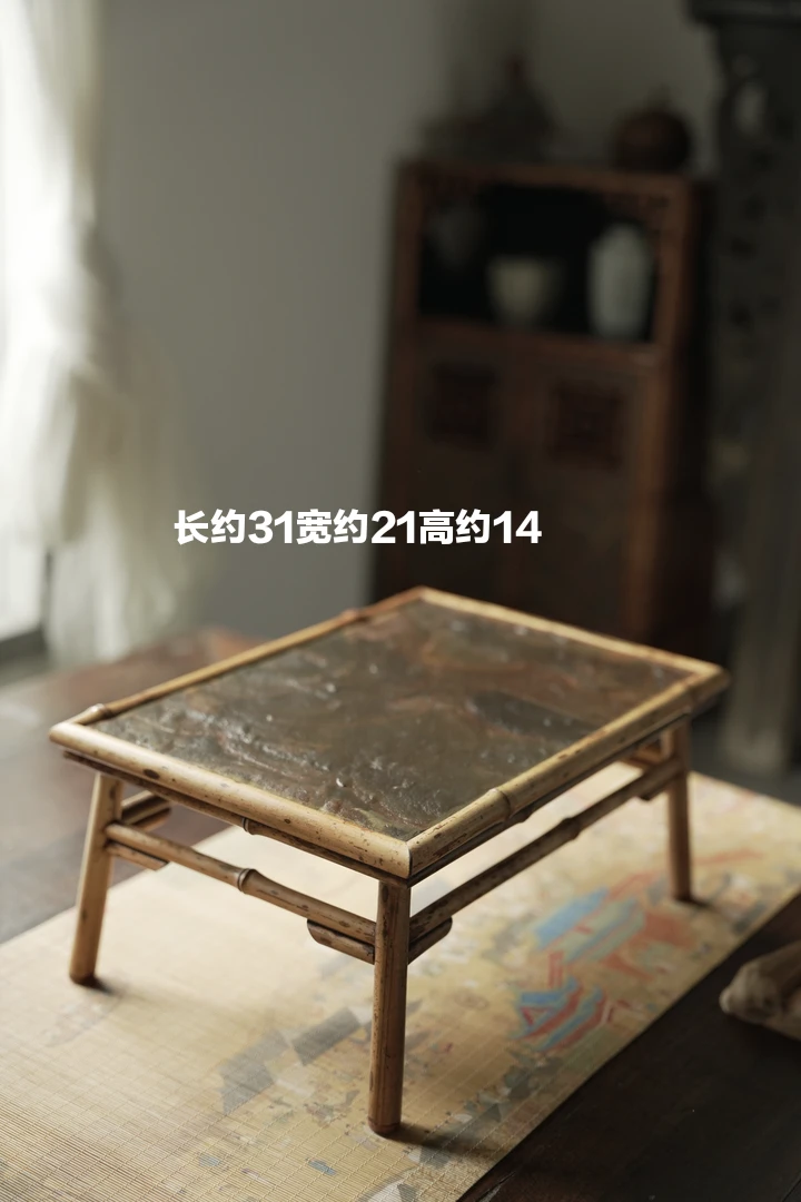 岩石纹理长方形小茶几 博古架花架摆件茶道茶具收纳桌飘窗茶台