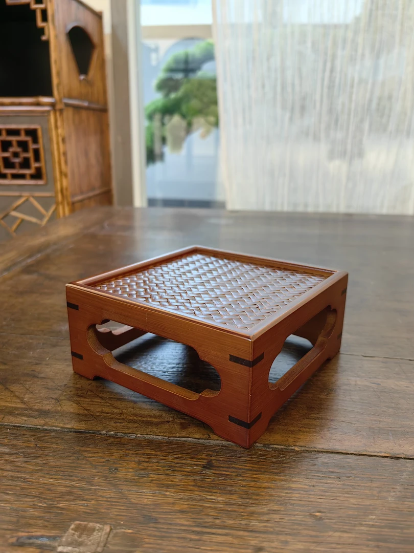 壶托  茶壶拖架 竹编席面干泡小茶台迷你花几香炉底座小花架