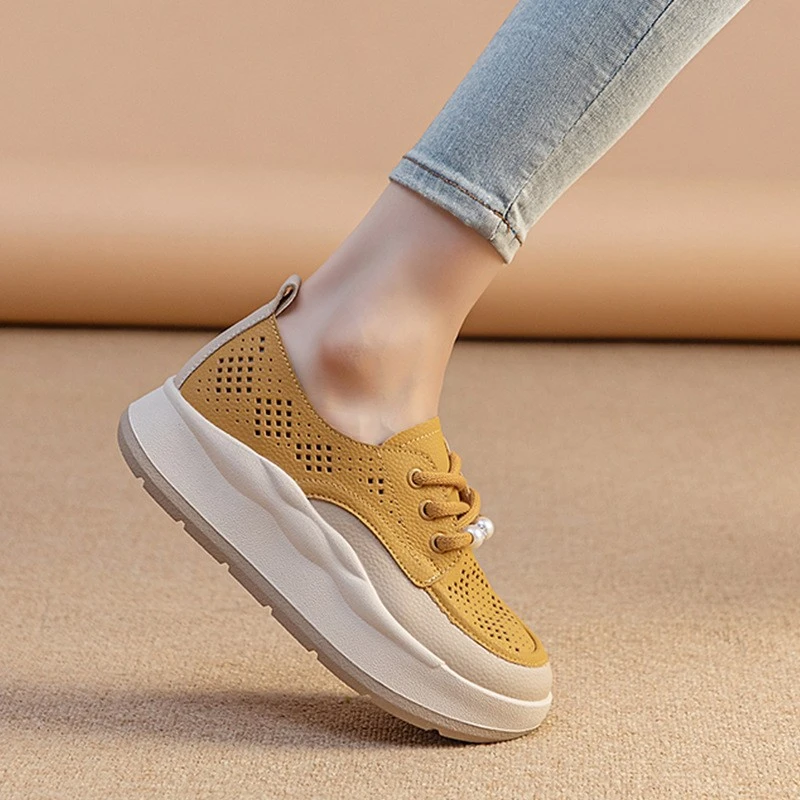 小白鞋女2024夏季新款百搭鞋子爆款女款厚底透气真皮休闲板鞋女鞋