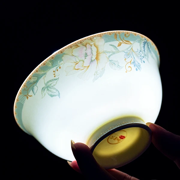 汉御鑫沅芷湘兰景德镇88头家用简约轻奢中式碗碟盘骨瓷餐具套装