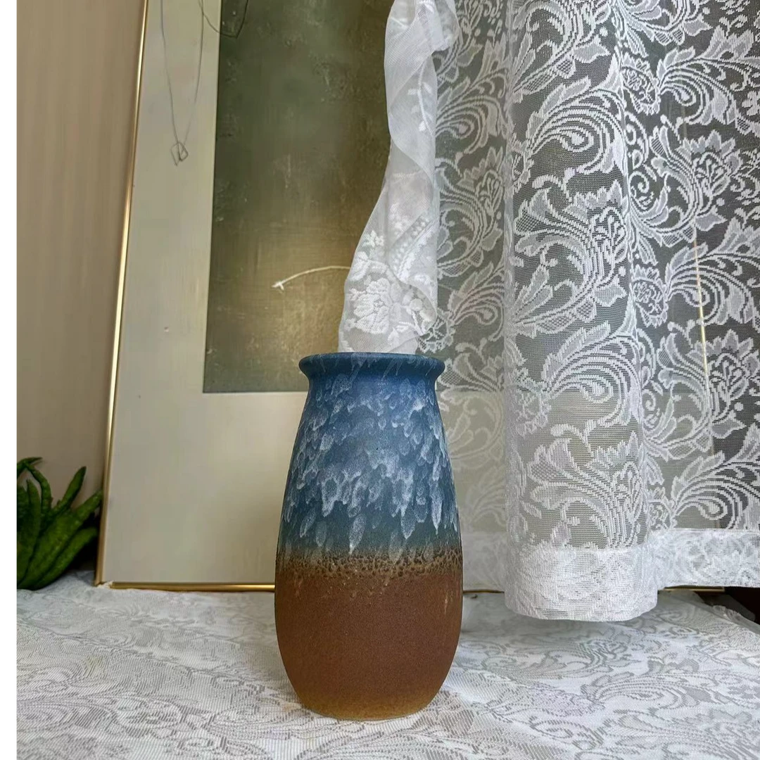 （莫兰迪）景德镇复古小号油画感陶瓷花瓶家居摆件
