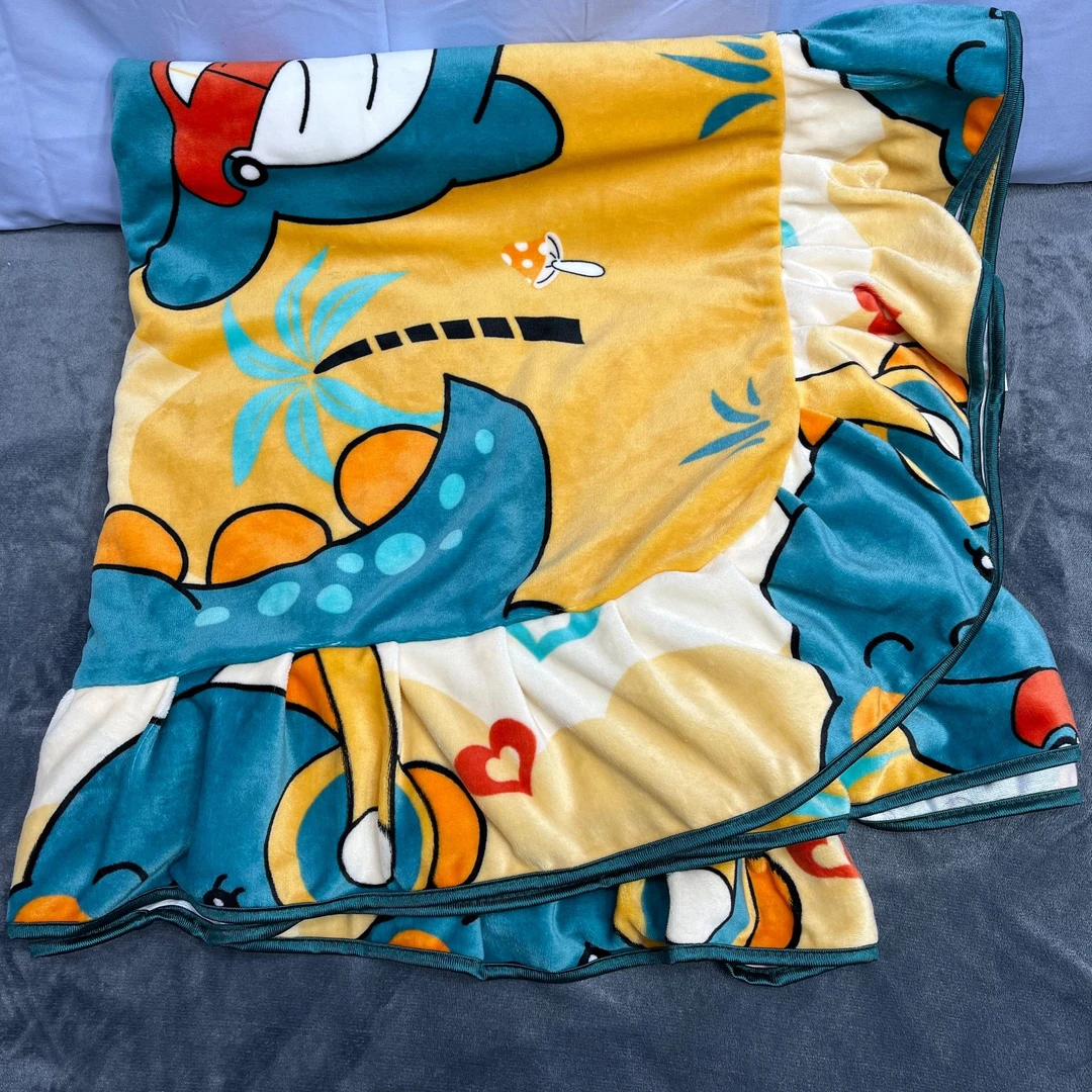 恐龙牛奶绒床单加厚保暖冬季床裙