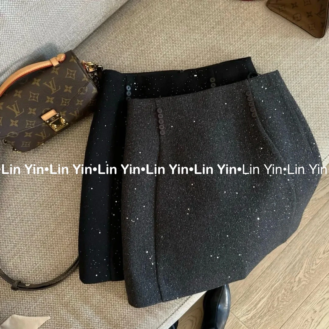 达人甄选【冬日璀璨繁星】韩系高级感精致闪闪A字显瘦包臀半身裙女