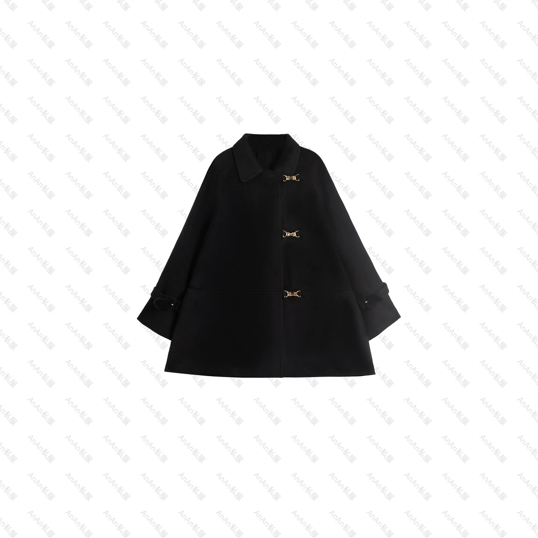 AnTsuki.【苏黎世2.0】春新款中长款赫本风双面毛呢外套915
