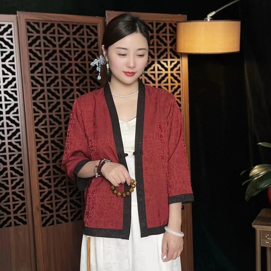 重磅双面穿龟裂纹盘扣国风显瘦短款外套尤莱特新中式上衣雅丹风