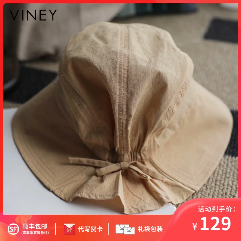 Viney防晒帽子女2025新款透气百搭渔夫帽夏季遮阳帽大头围太阳帽