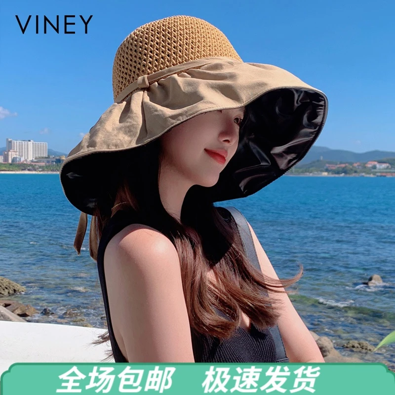 Viney防晒帽子女2025新款大帽檐防紫外线遮阳渔夫帽时尚休闲帽子