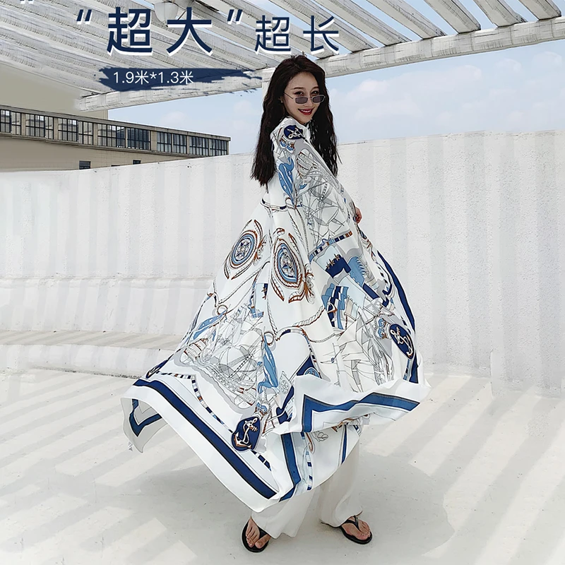 Viney防晒围巾女百搭超大旅游秋冬薄款披肩两用纱巾云南海边丝巾