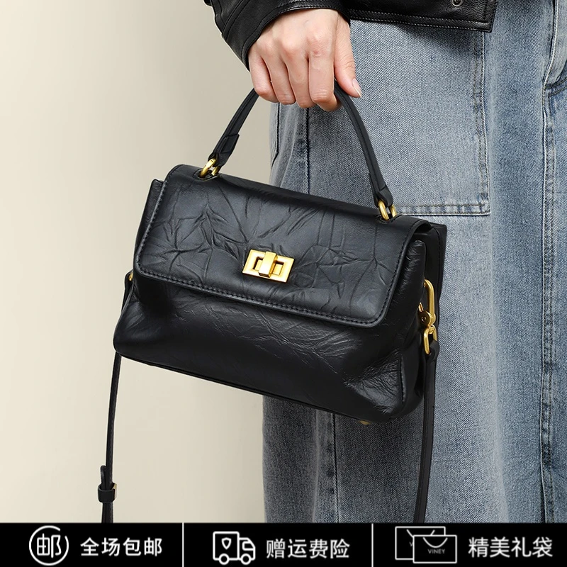 Viney包包女士2024新款流行真皮手提单肩包生日礼物送女友送老婆