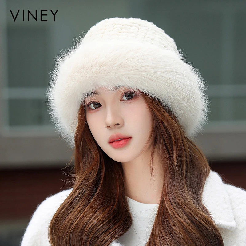 Viney帽子女2024新款秋冬季毛绒冷帽加厚保暖防风旅游显脸小盆帽