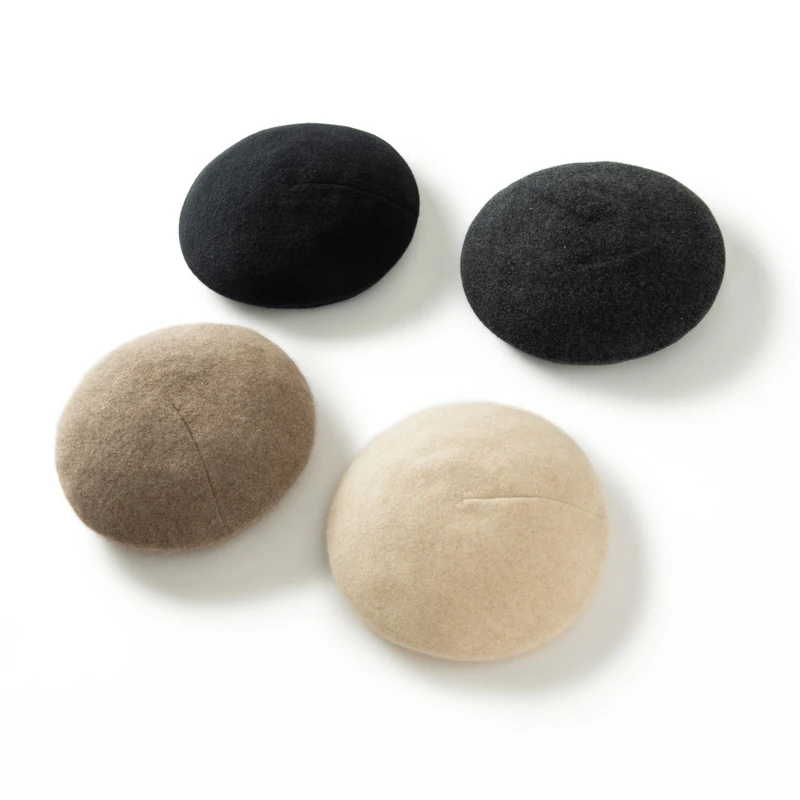 【康赛妮A规】山羊绒秋冬季女士纯色贝雷帽细针加密时尚帽PS93