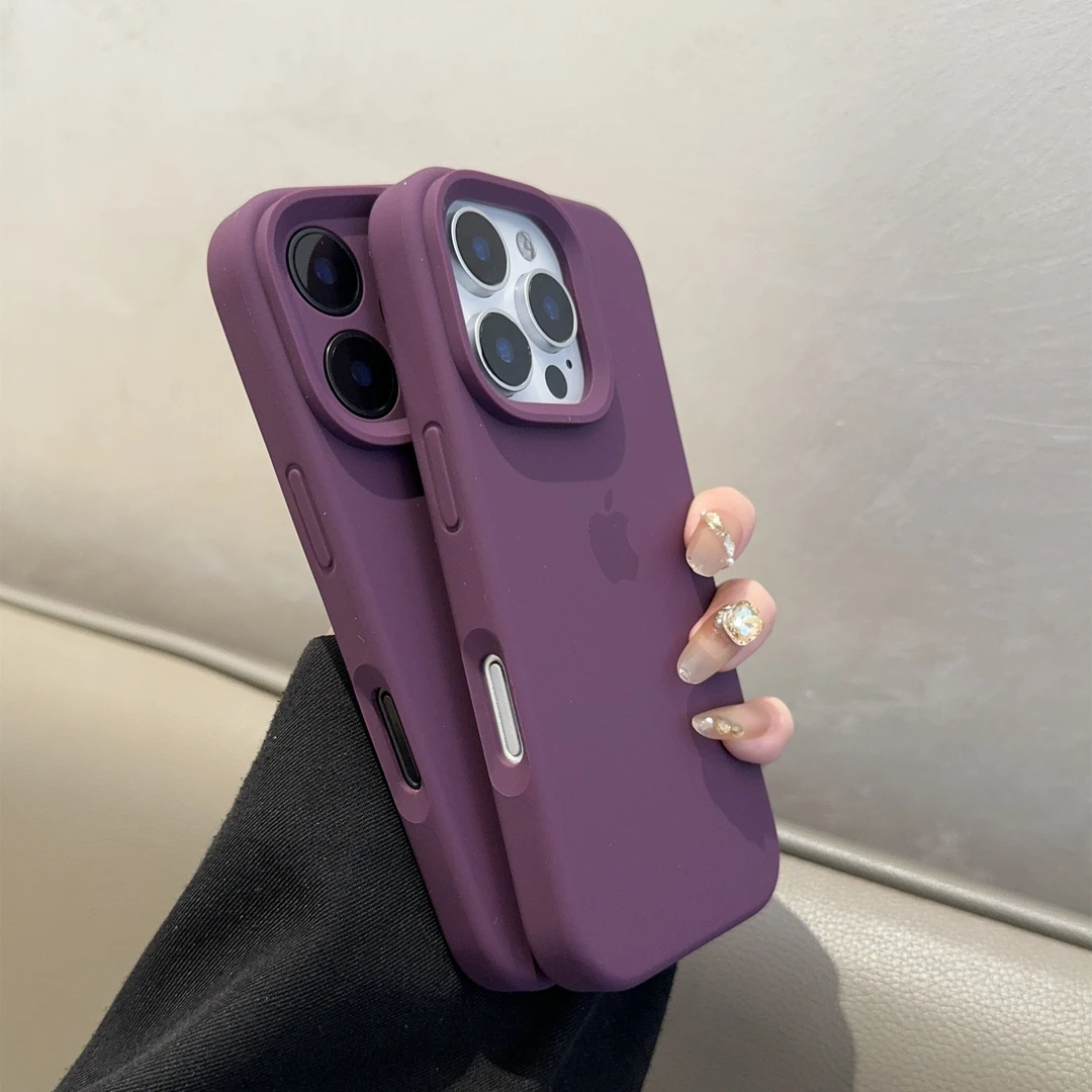 紫棠色适用苹果16promax手机壳15液态硅胶iphone14简约13纯色1211
