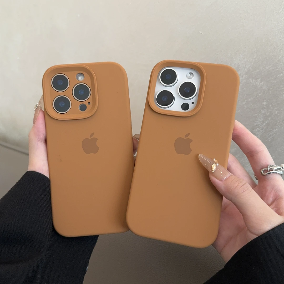 奶茶色适用苹果16promax手机壳15液态硅胶iphone14简约13纯色1211