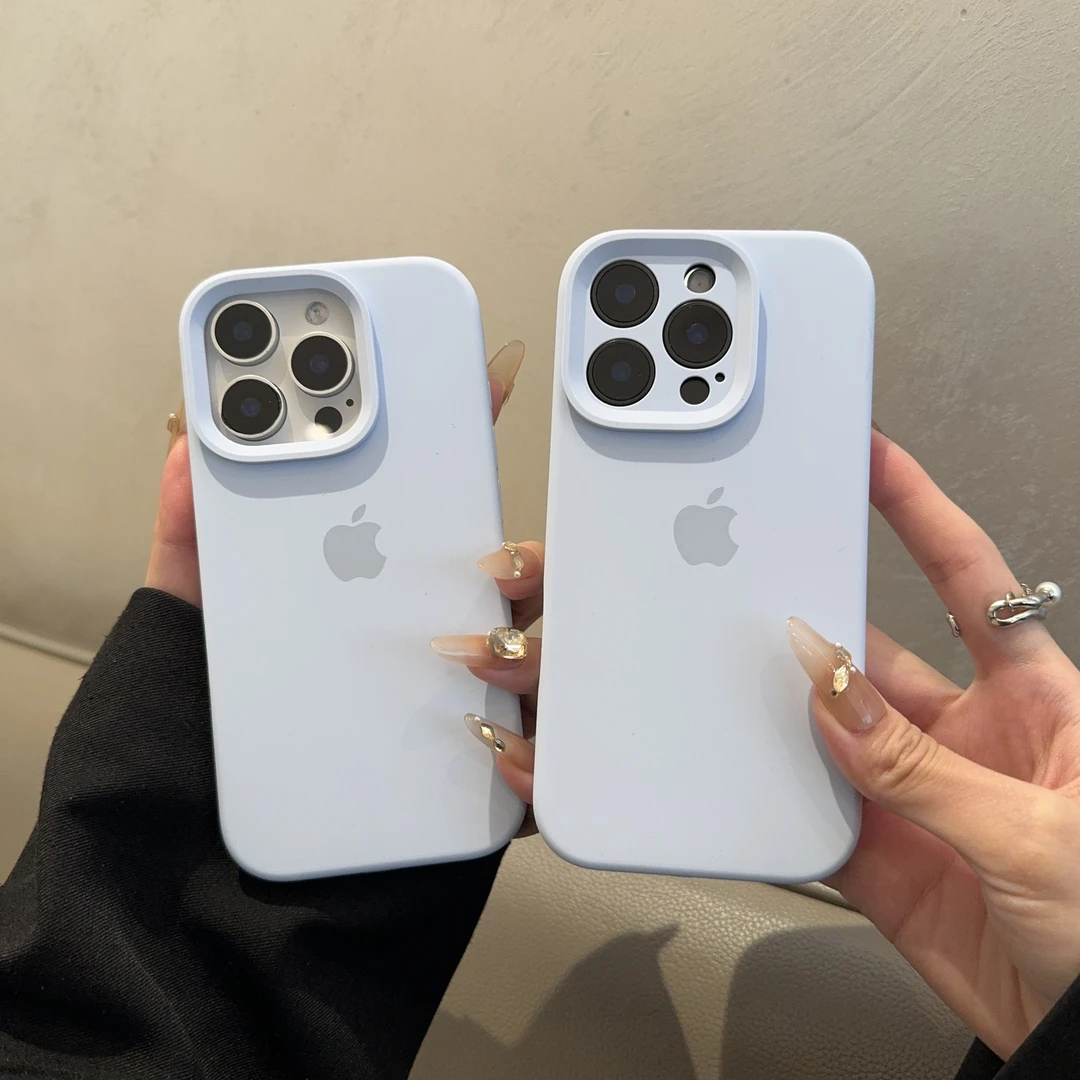 云青色适用苹果16promax手机壳15液态硅胶iphone14简约13纯色1211