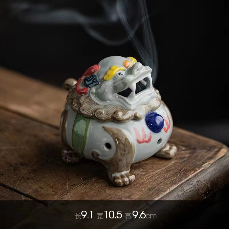 狻猊盘香炉狻猊献瑞家用室内熏香炉貔貅香插香道茶玩茶宠复古摆件