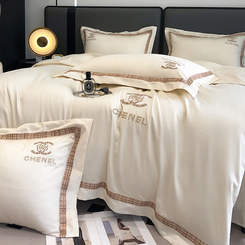 高档奢华纯棉长绒棉四件套全棉全棉100床单被套北欧轻奢床上用品