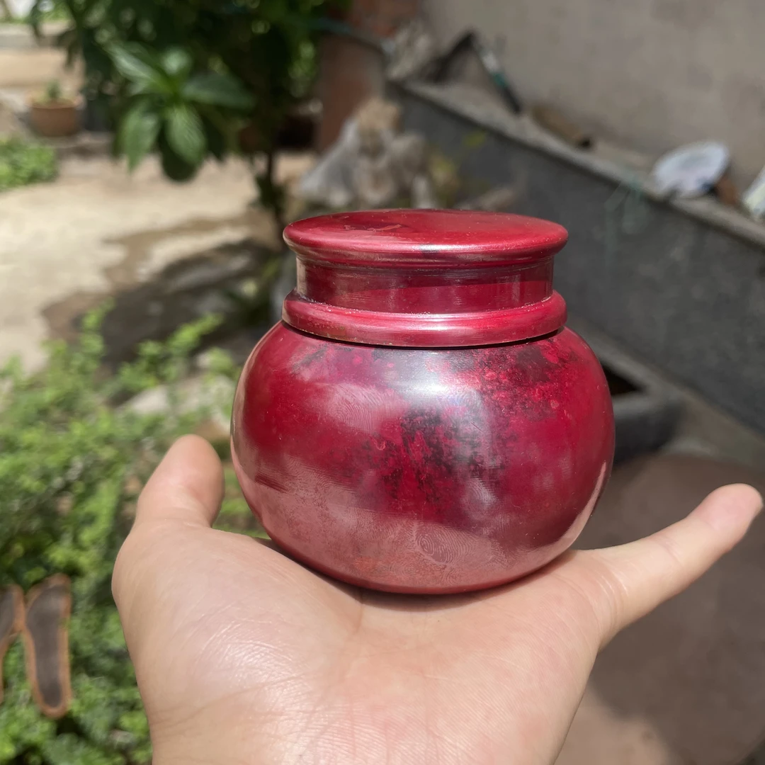纯紫铜手工小茶叶罐 便携带 高温淬火 火烧红
