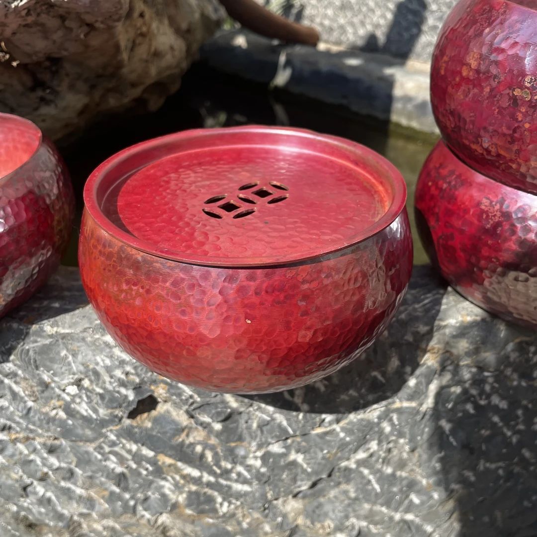 纯手工纯紫铜高温淬火小茶洗 茶渣碗 小建水手工制作