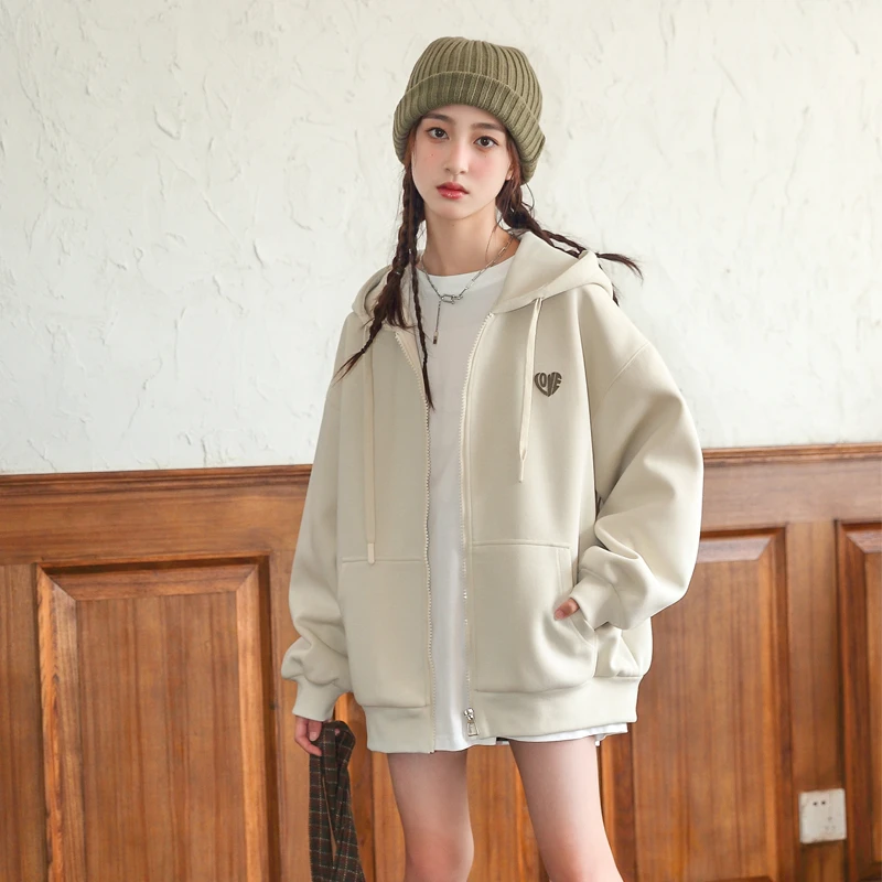 骄骄虎女大童春秋款外套2024新款初中生韩版连帽针织学生上衣6298