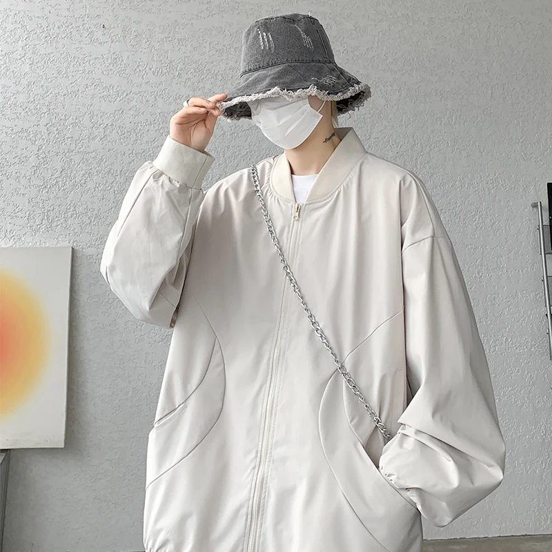 PLQV港风棒球服男款春秋大码百搭飞行员夹克外套情侣防风潮流宽松